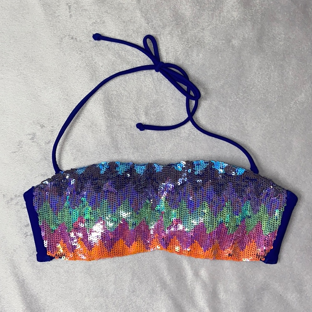 Victoria’s Secret Colorful Sequin Swimsuit Bandeau Top
